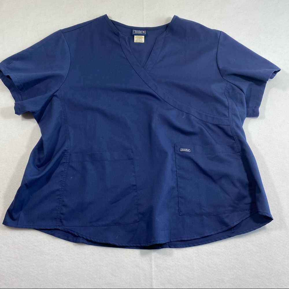 Sanibel Scrubs Nurse’s Top Short Sleeve 3XL pockets Navy blue scrub  Top Unisex